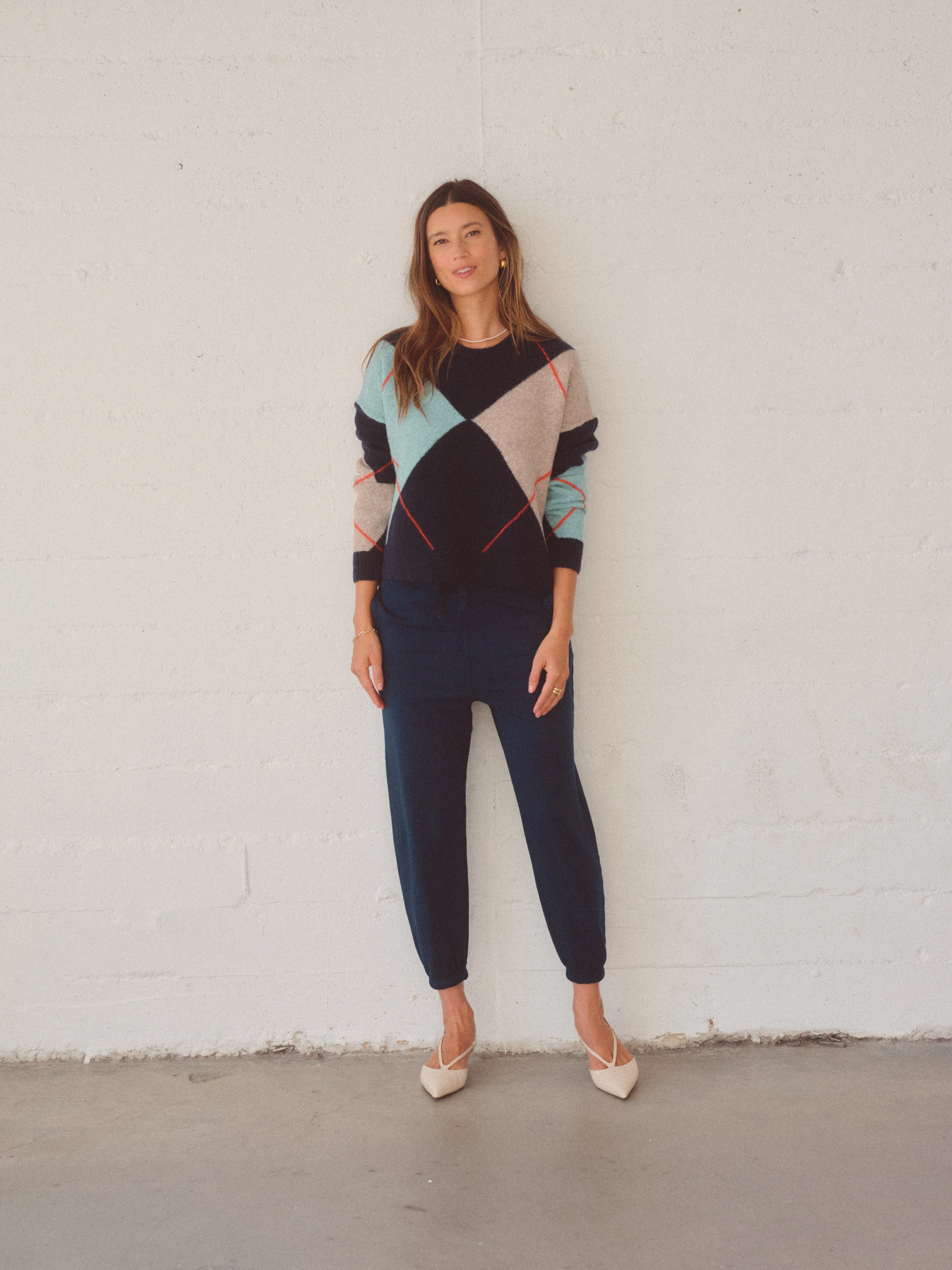 Argyle Crewneck Sweater in Navy Multi sold by Bailey 44 product image thumbnail 3