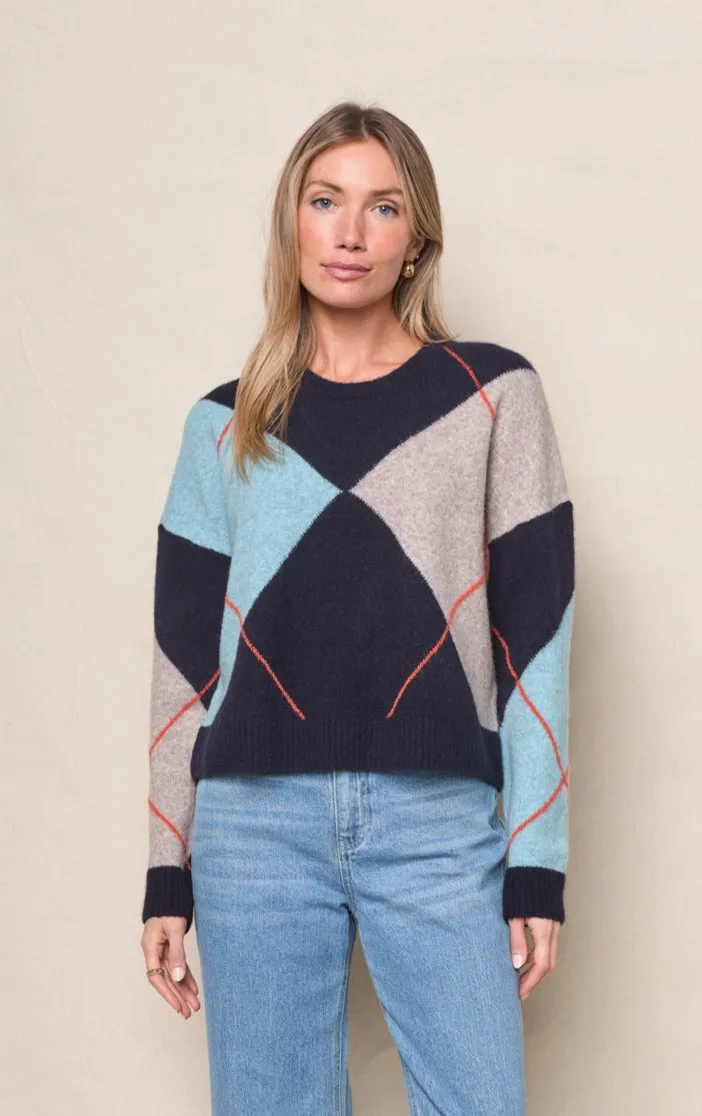 Argyle Crewneck Sweater in Navy Multi sold by Bailey 44 product image thumbnail 5