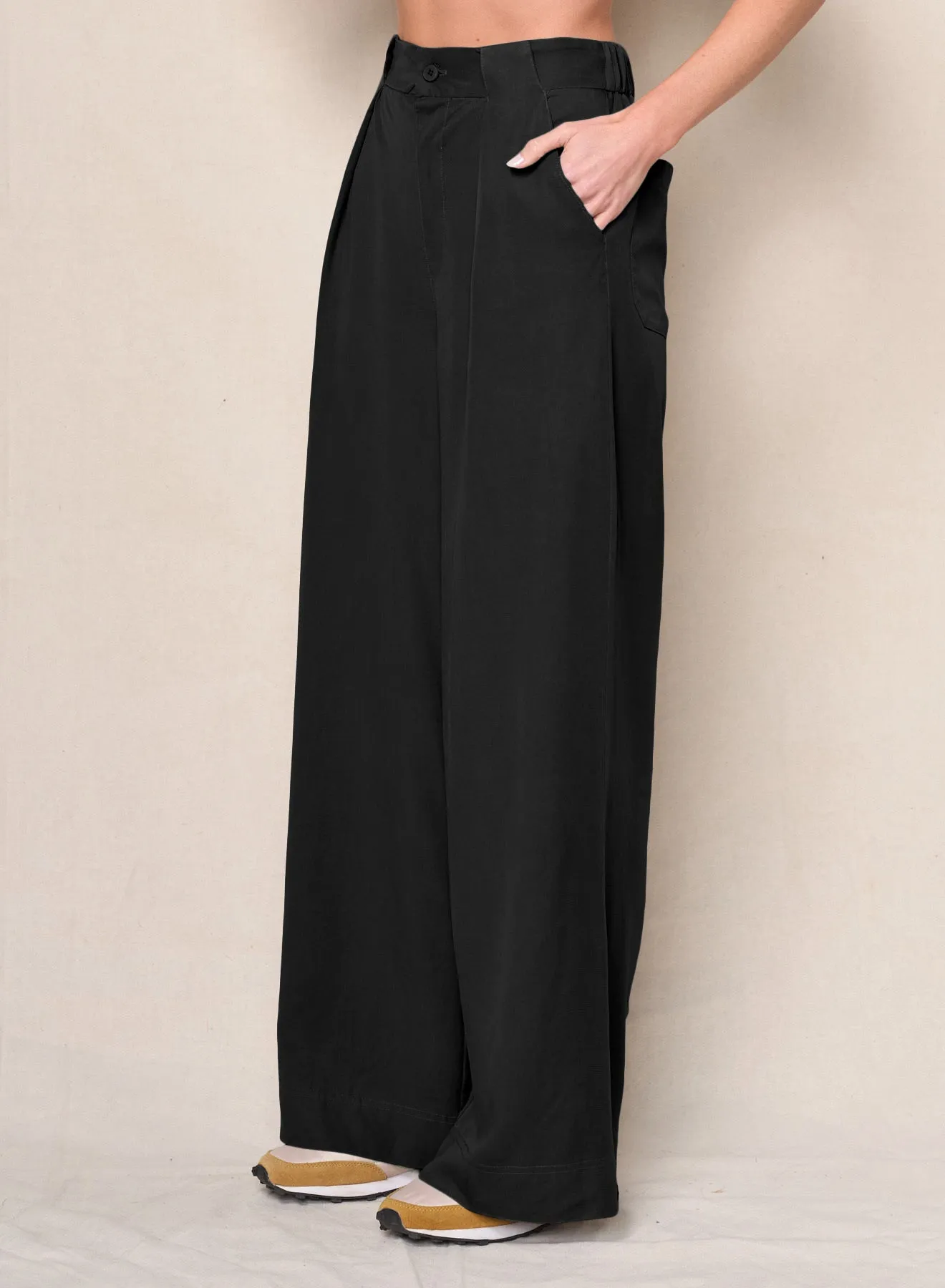 Drapey Twill Wide Leg Trouser in Black sold by Bailey 44 product image thumbnail 2