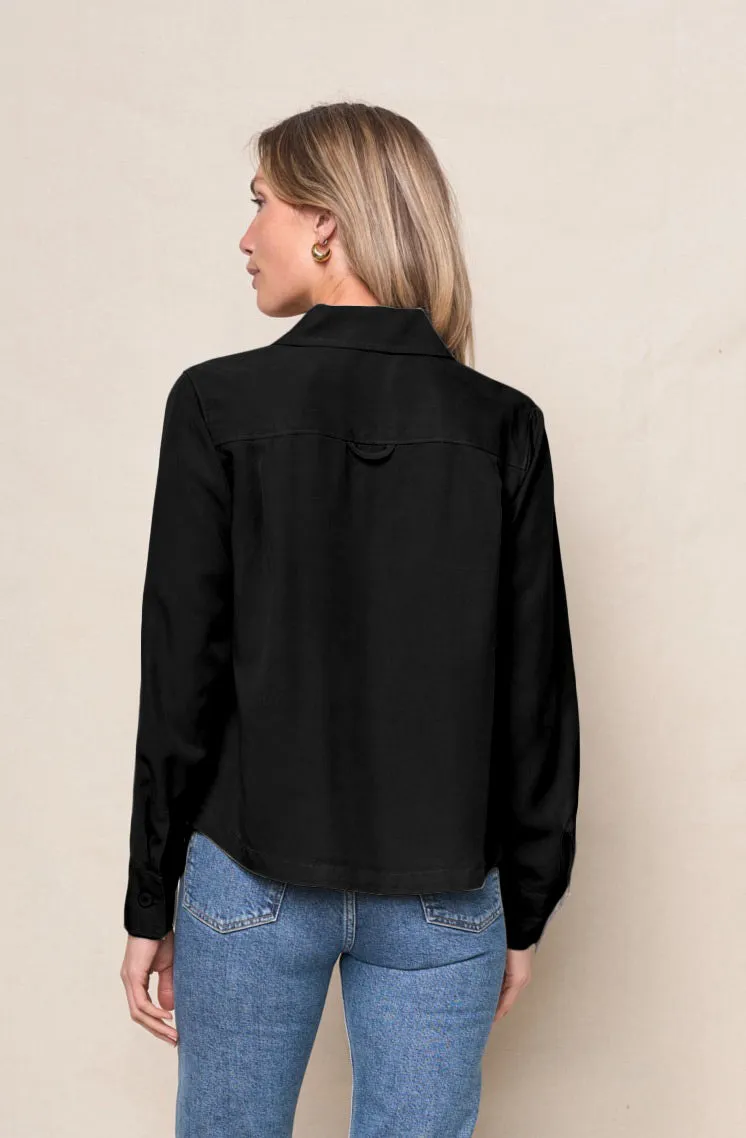 Drapey Twill Utility Shirt in Black sold by Bailey 44 product image thumbnail 3