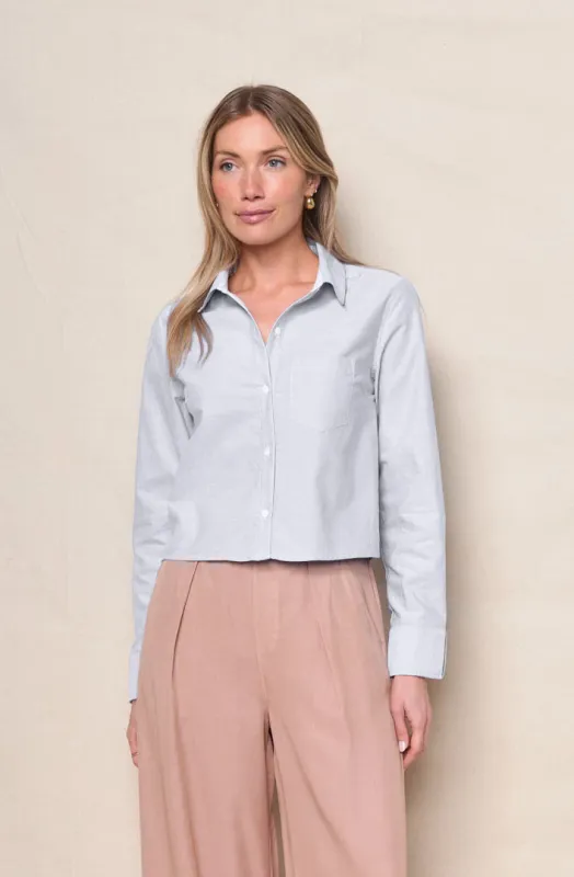 Oxford Cropped Shirt in Oxford White sold by Bailey 44