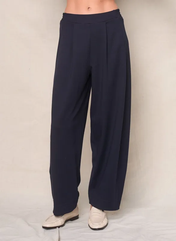 Luxe Ponte Barrel Trouser in New Navy sold by Bailey 44