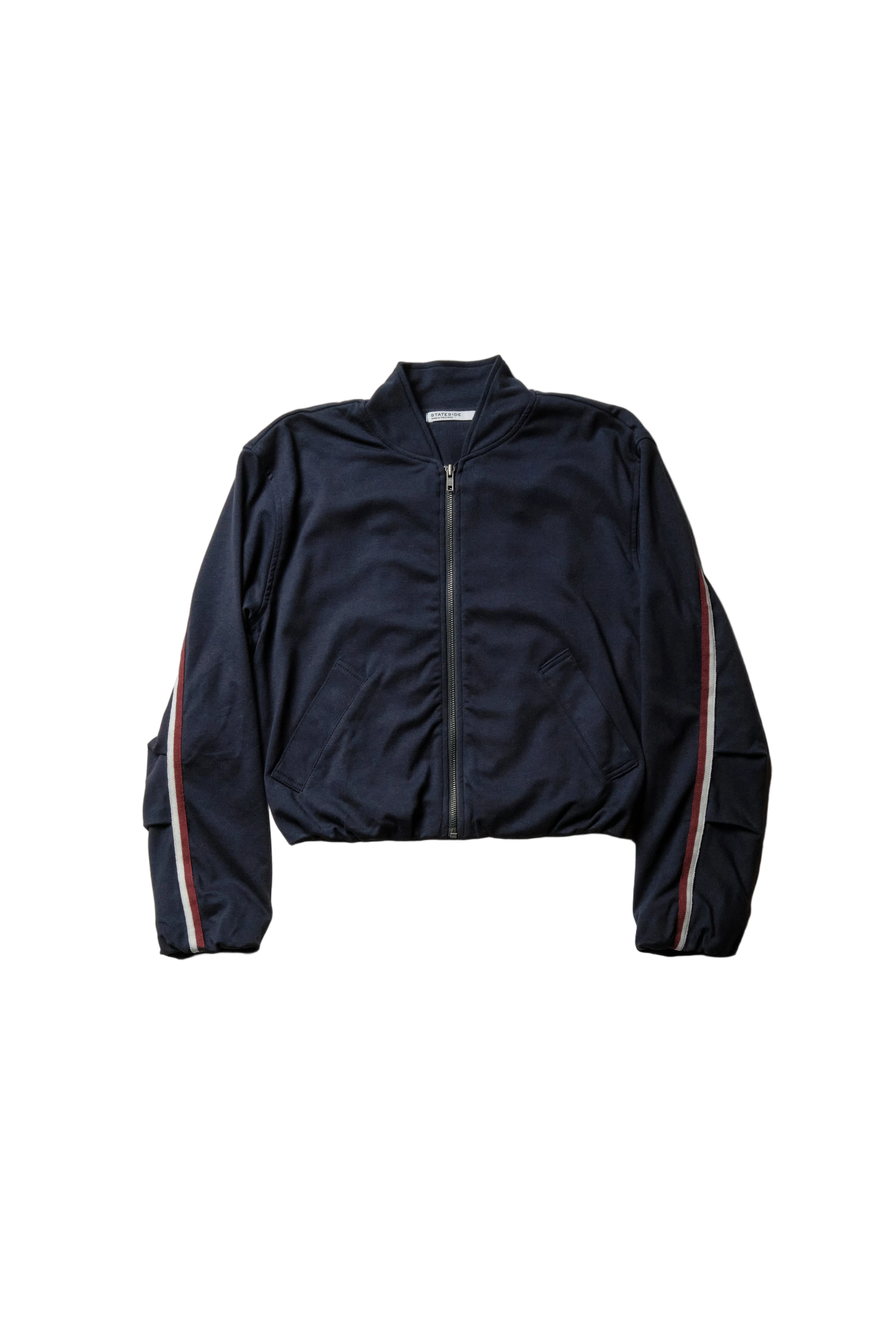 Luxe Ponte Bomber Jacket in New Navy sold by Bailey 44