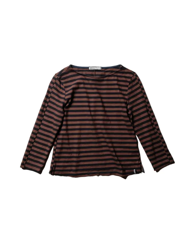 Preppy Stripe 3/4 Sleeve Boatneck Top in Espresso sold by Bailey 44
