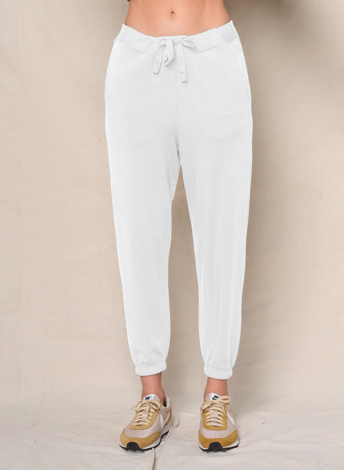 Softest Fleece Sweatpants With Pockets in White sold by Bailey 44