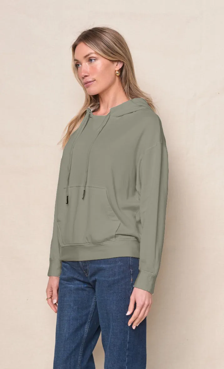 Softest Fleece Hood Pullover in Thyme sold by Bailey 44 product image thumbnail 2