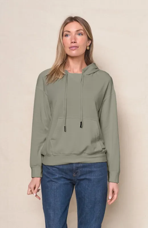 Softest Fleece Hood Pullover in Thyme sold by Bailey 44