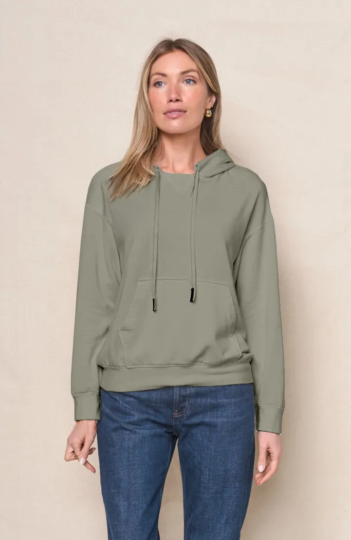 Softest Fleece Hood Pullover in Thyme sold by Bailey 44