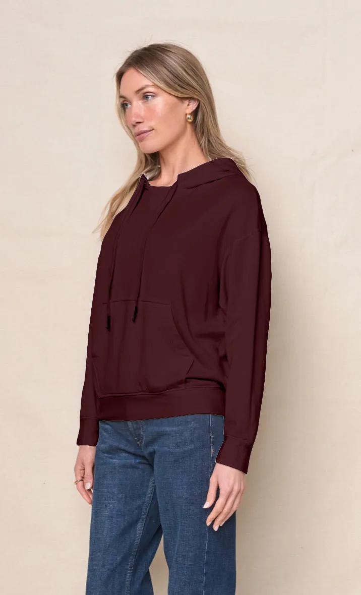 Softest Fleece Hood Pullover in Cabernet sold by Bailey 44 product image thumbnail 2