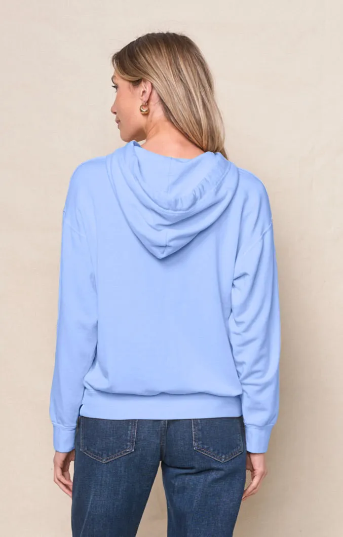 Softest Fleece Hood Pullover in Blue Topaz sold by Bailey 44 product image thumbnail 3