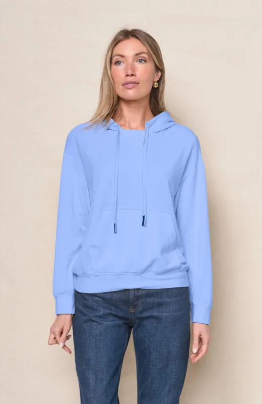 Softest Fleece Hood Pullover in Blue Topaz sold by Bailey 44