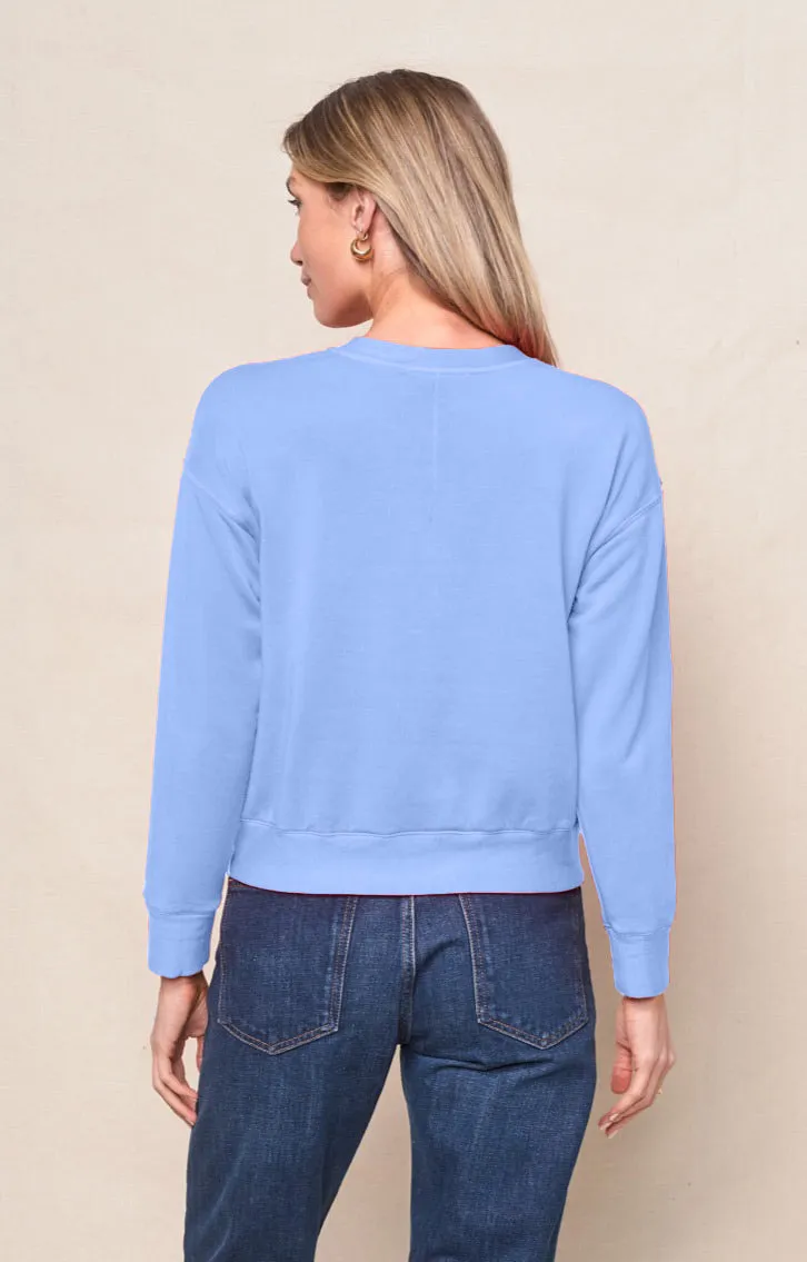 Softest Fleece Crewneck Pullover in Blue Topaz sold by Bailey 44 product image thumbnail 5
