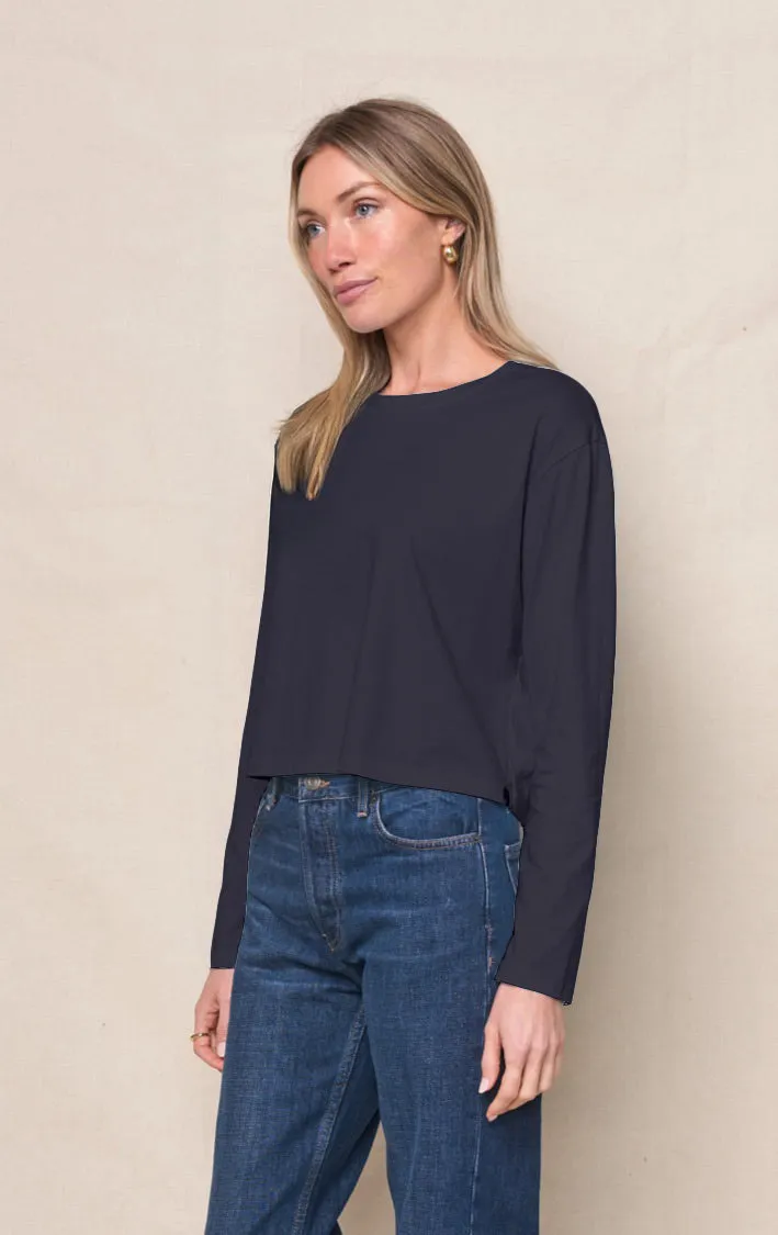 Cloud Jersey Long Sleeve Boxy Crew in New Navy sold by Bailey 44 product image thumbnail 2