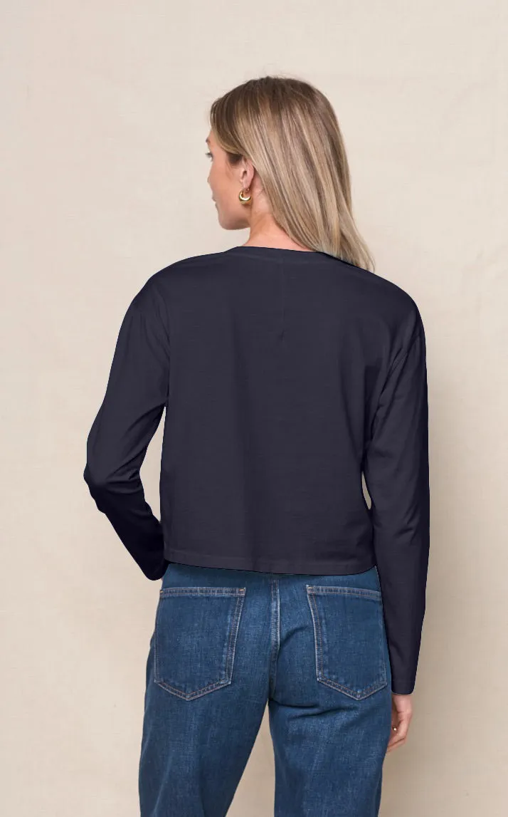 Cloud Jersey Long Sleeve Boxy Crew in New Navy sold by Bailey 44 product image thumbnail 3