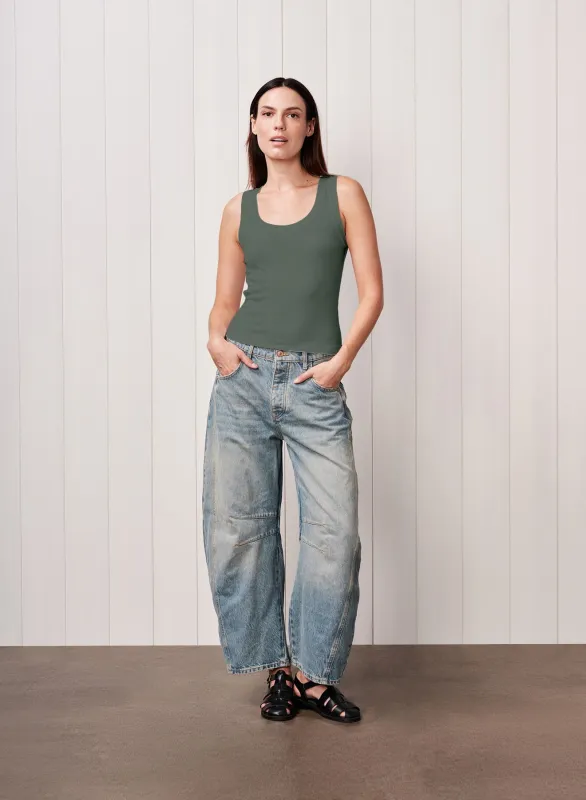 Fine 2X1 Rib Scoop Tank in Thyme sold by Bailey 44