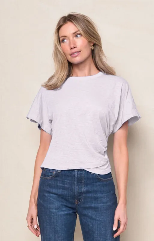 Supima Slub Jersey Side Ruched Dolman in White sold by Bailey 44