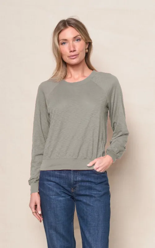 Supima Slub Jersey Raglan Sweatshirt Tee in Thyme sold by Bailey 44