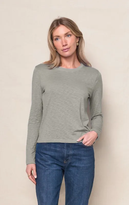 Supima Slub Jersey Long Sleeve Crew in Thyme sold by Bailey 44