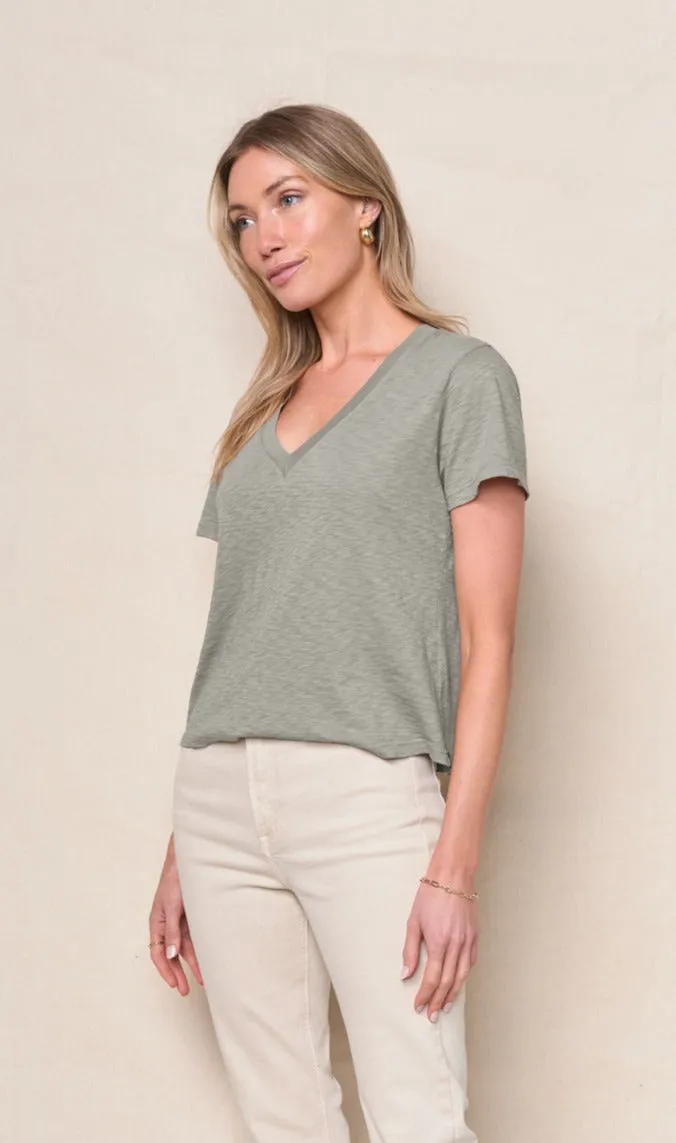Supima Slub Jersey Short Sleeve V-Neck in Thyme sold by Bailey 44 product image thumbnail 3