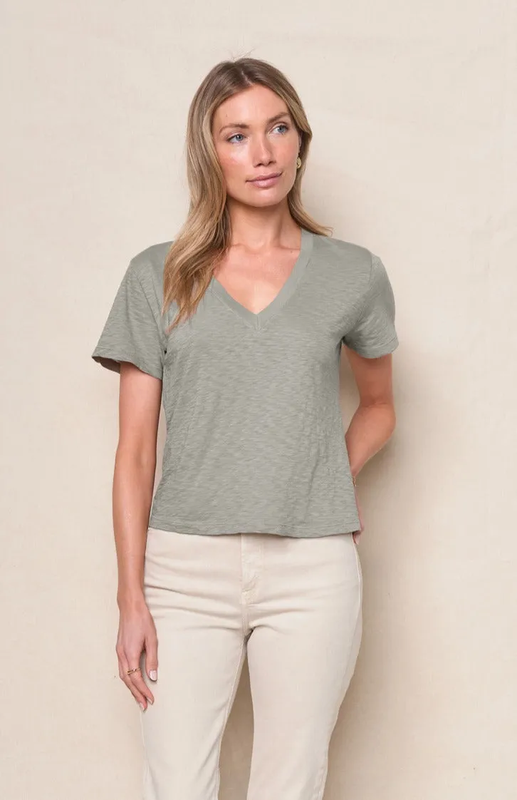 Supima Slub Jersey Short Sleeve V-Neck in Thyme sold by Bailey 44 product image thumbnail 2