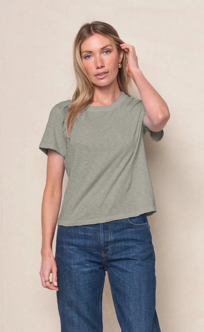 Supima Slub Jersey Short Sleeve Crew in Thyme sold by Bailey 44