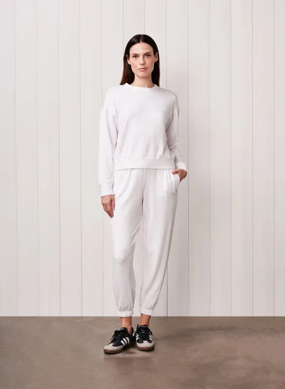 Softest Fleece Crewneck Pullover in White sold by Bailey 44