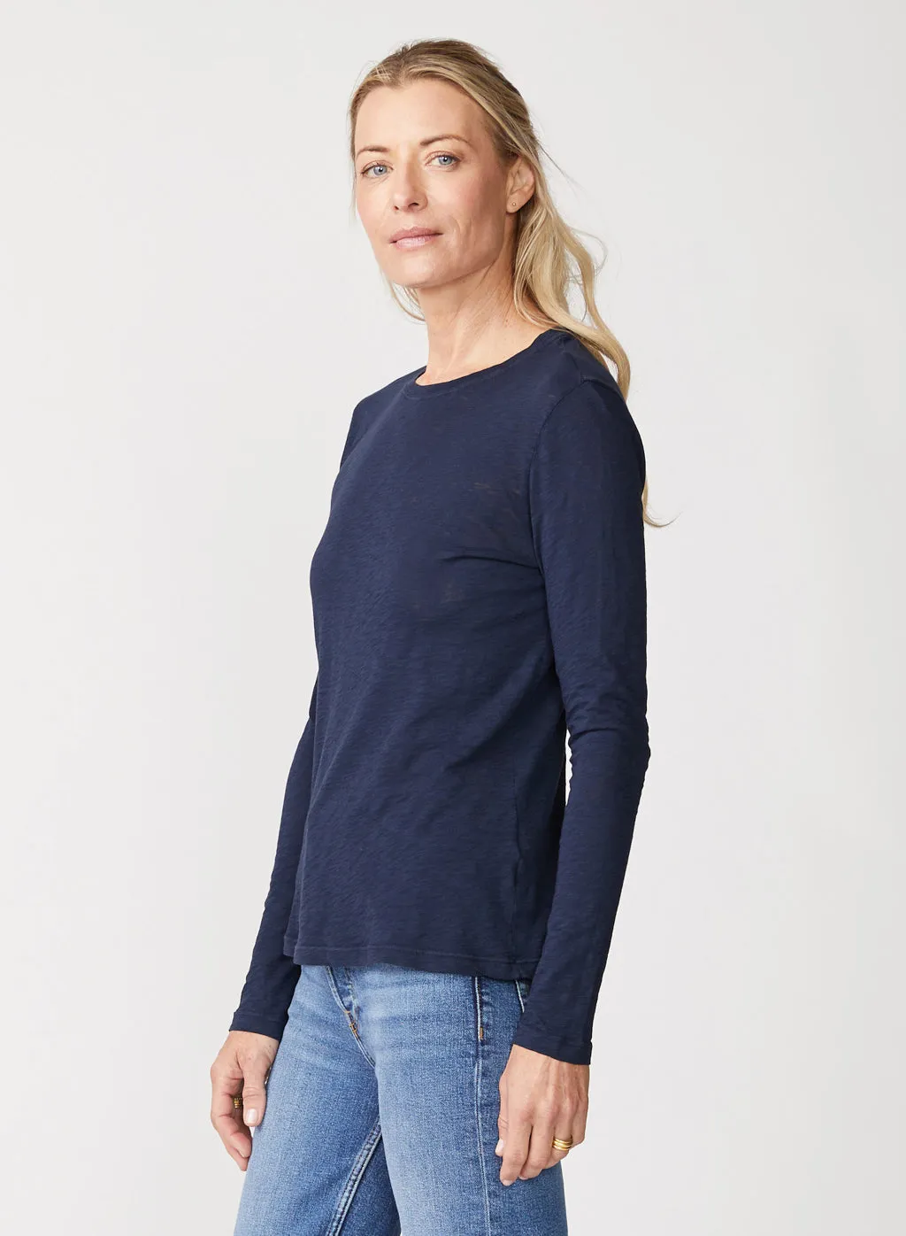 Supima Slub Jersey Long Sleeve Crew in New Navy sold by Bailey 44 product image thumbnail 2