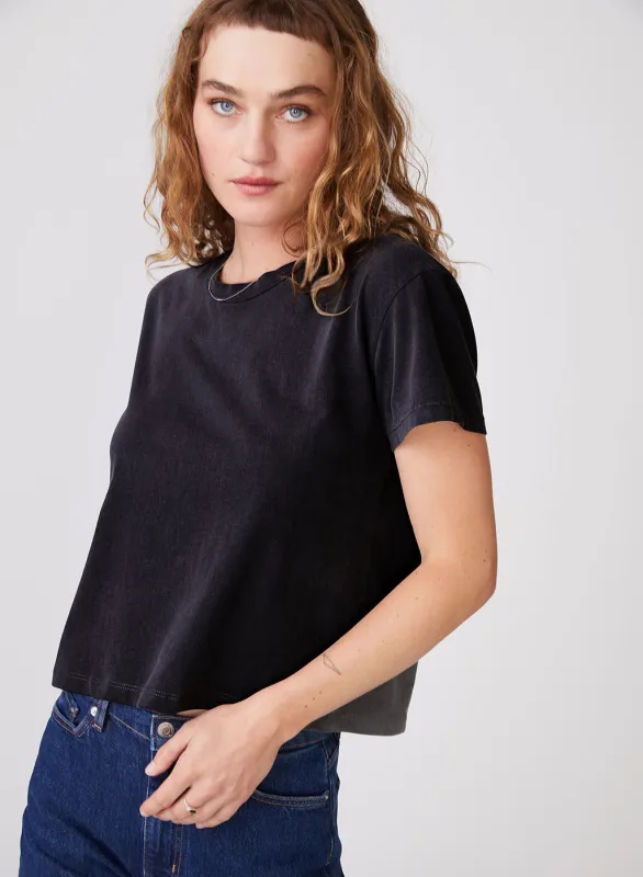 Cloud Jersey Short Sleeve Crew Tee in Black sold by Bailey 44