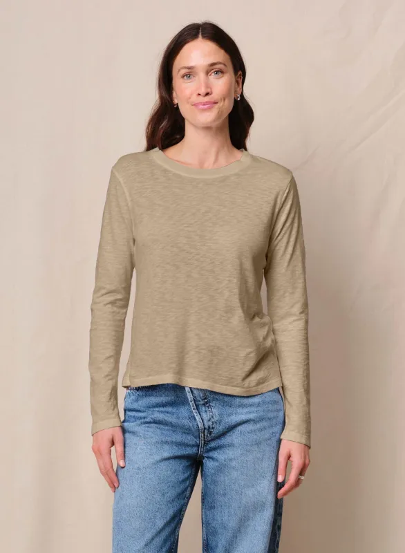 Supima Slub Jersey Long Sleeve Crew in Bay Leaf sold by Bailey 44