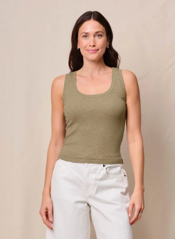 Fine 2X1 Rib Scoop Tank in Bay Leaf sold by Bailey 44
