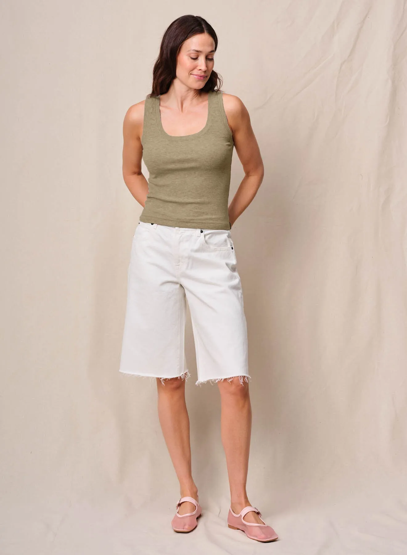 Fine 2X1 Rib Scoop Tank in Bay Leaf sold by Bailey 44 product image thumbnail 2