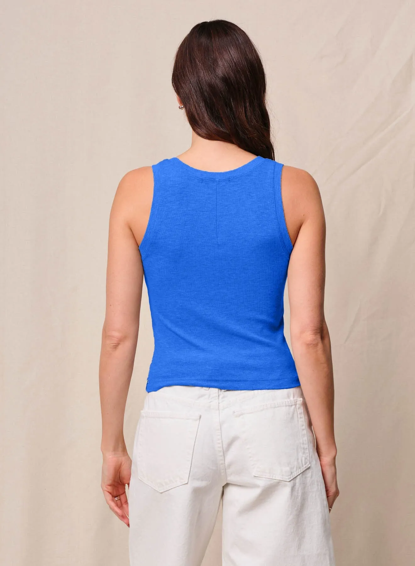 Fine 2X1 Rib Scoop Tank in Cobalt sold by Bailey 44 product image thumbnail 4
