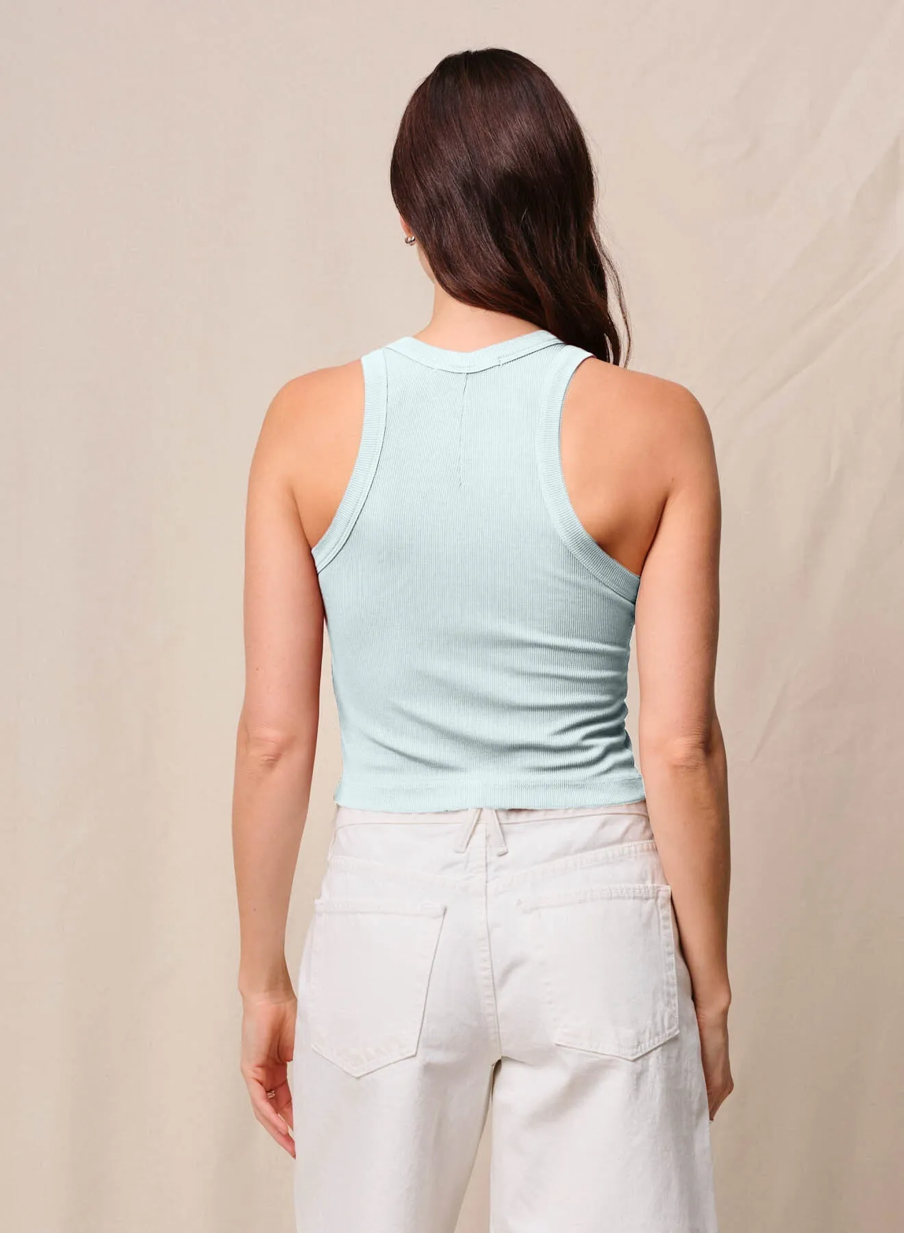 Fine 2X1 Rib Cropped High Neck in Sea Glass sold by Bailey 44 product image thumbnail 3