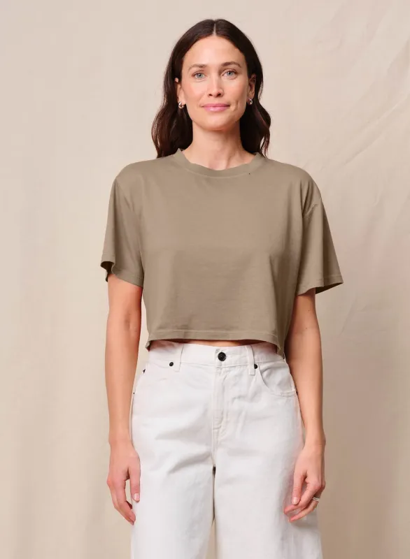 Cloud Jersey Cropped Boy Tee in Bay Leaf sold by Bailey 44