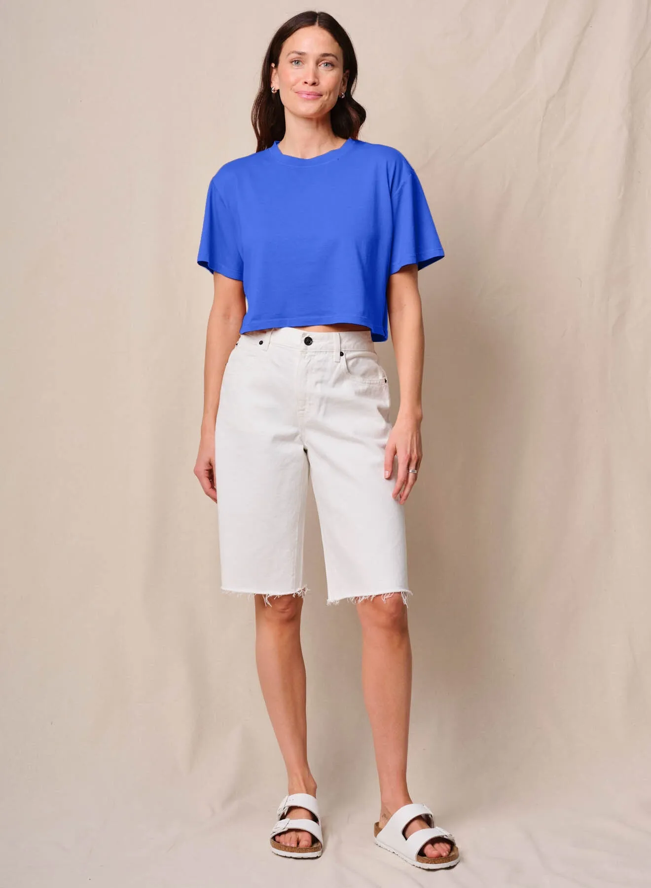 Cloud Jersey Cropped Boy Tee in Cobalt sold by Bailey 44 product image thumbnail 2