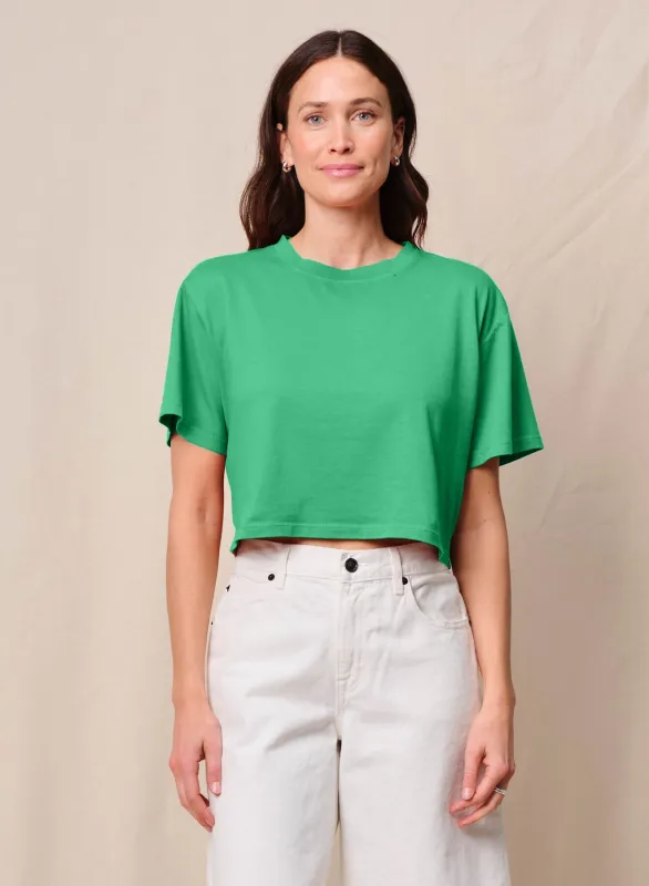 Cloud Jersey Cropped Boy Tee in Kelly Green sold by Bailey 44