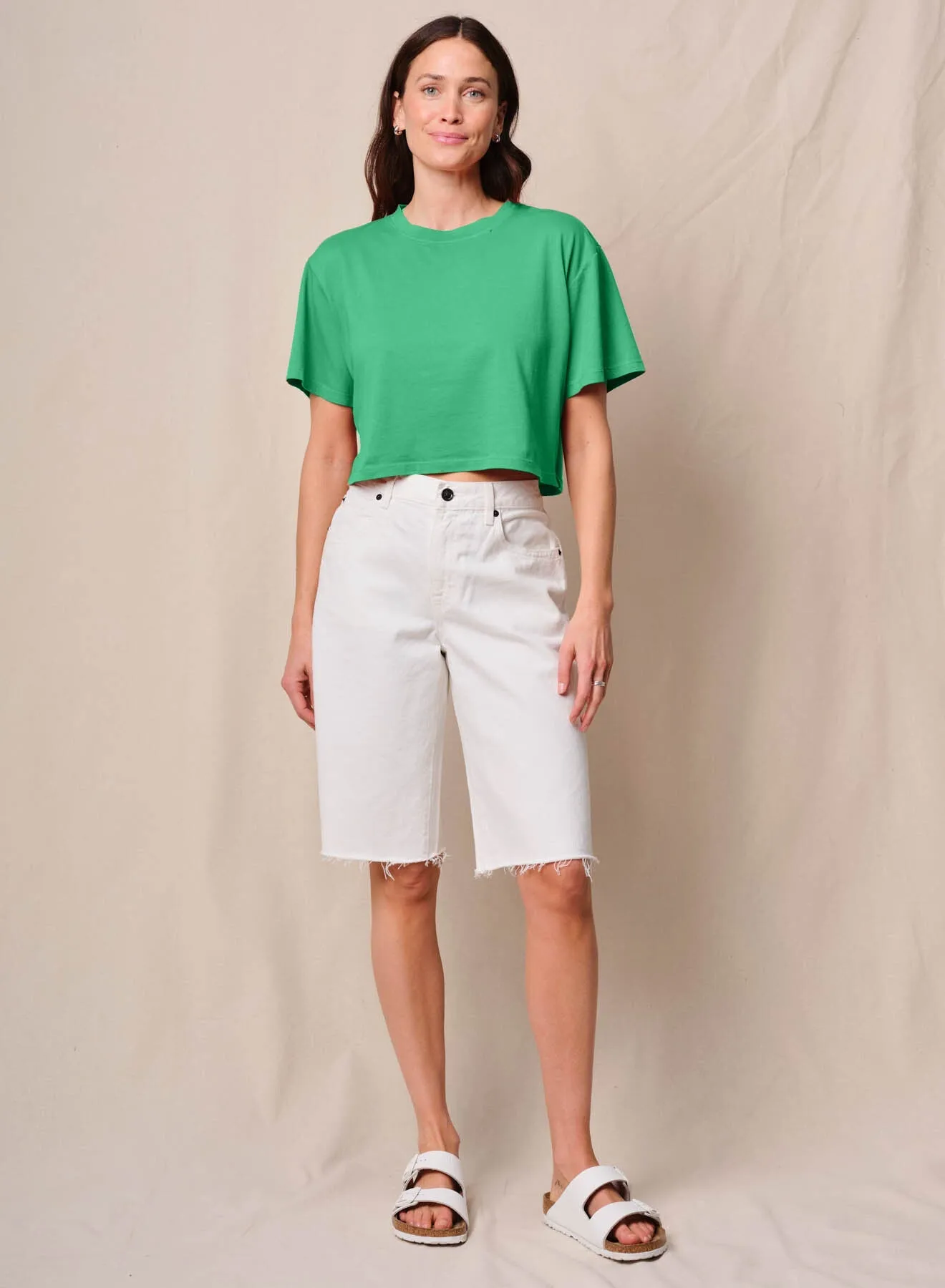 Cloud Jersey Cropped Boy Tee in Kelly Green sold by Bailey 44 product image thumbnail 2