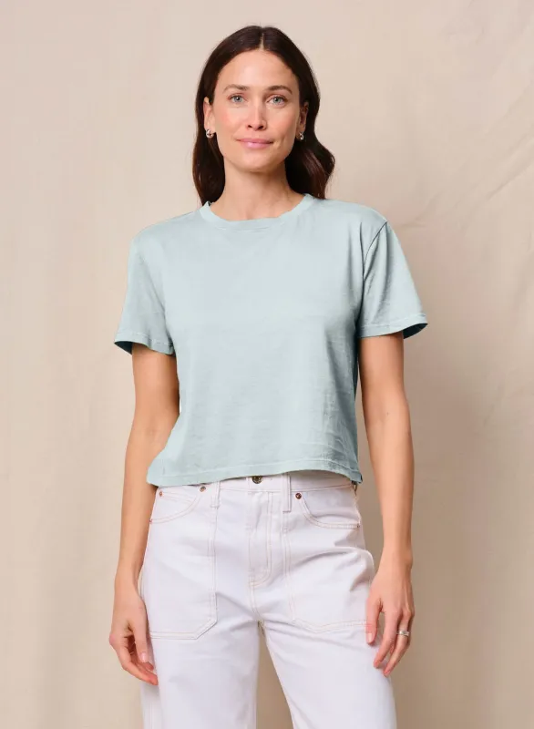 Cloud Jersey Short Sleeve Crew in Sea Glass sold by Bailey 44