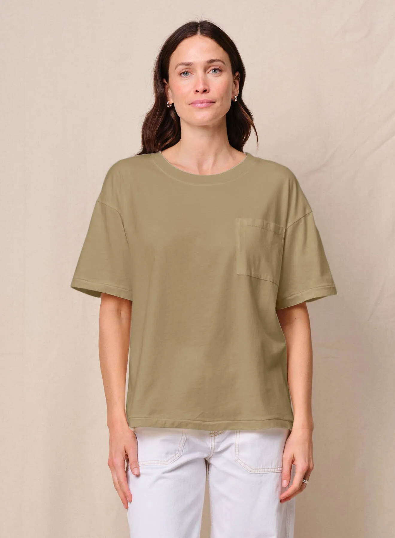 Cloud Jersey Oversized Pocket Tee in Bay Leaf sold by Bailey 44