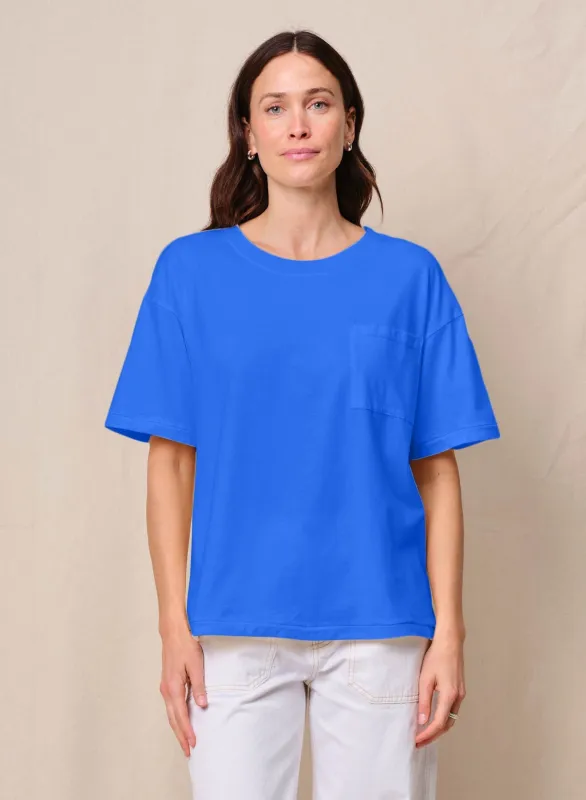 Cloud Jersey Oversized Pocket Tee in Cobalt sold by Bailey 44