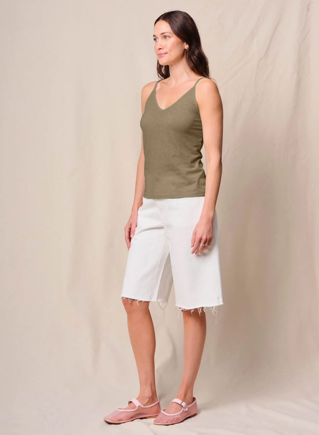 Supima Slub Jersey V-Neck Cami in Bay Leaf sold by Bailey 44 product image thumbnail 2