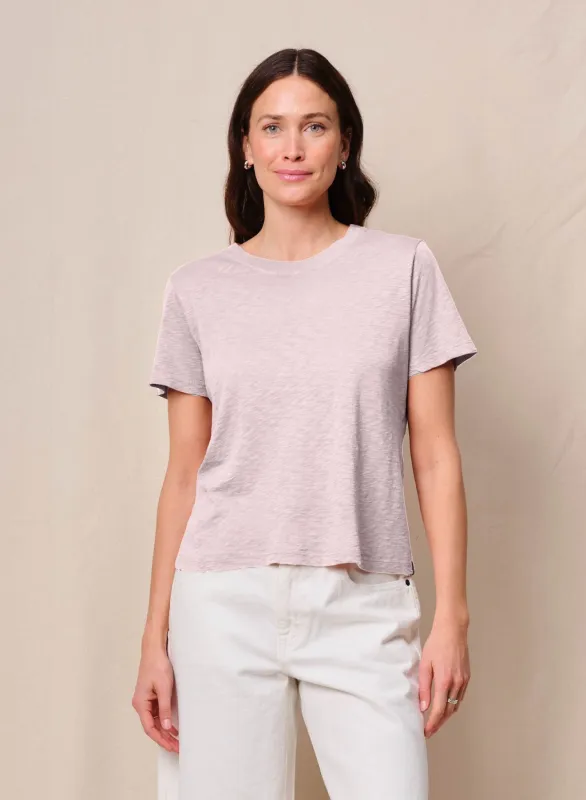 Supima Slub Jersey Short Sleeve Crew in Softest Pink sold by Bailey 44