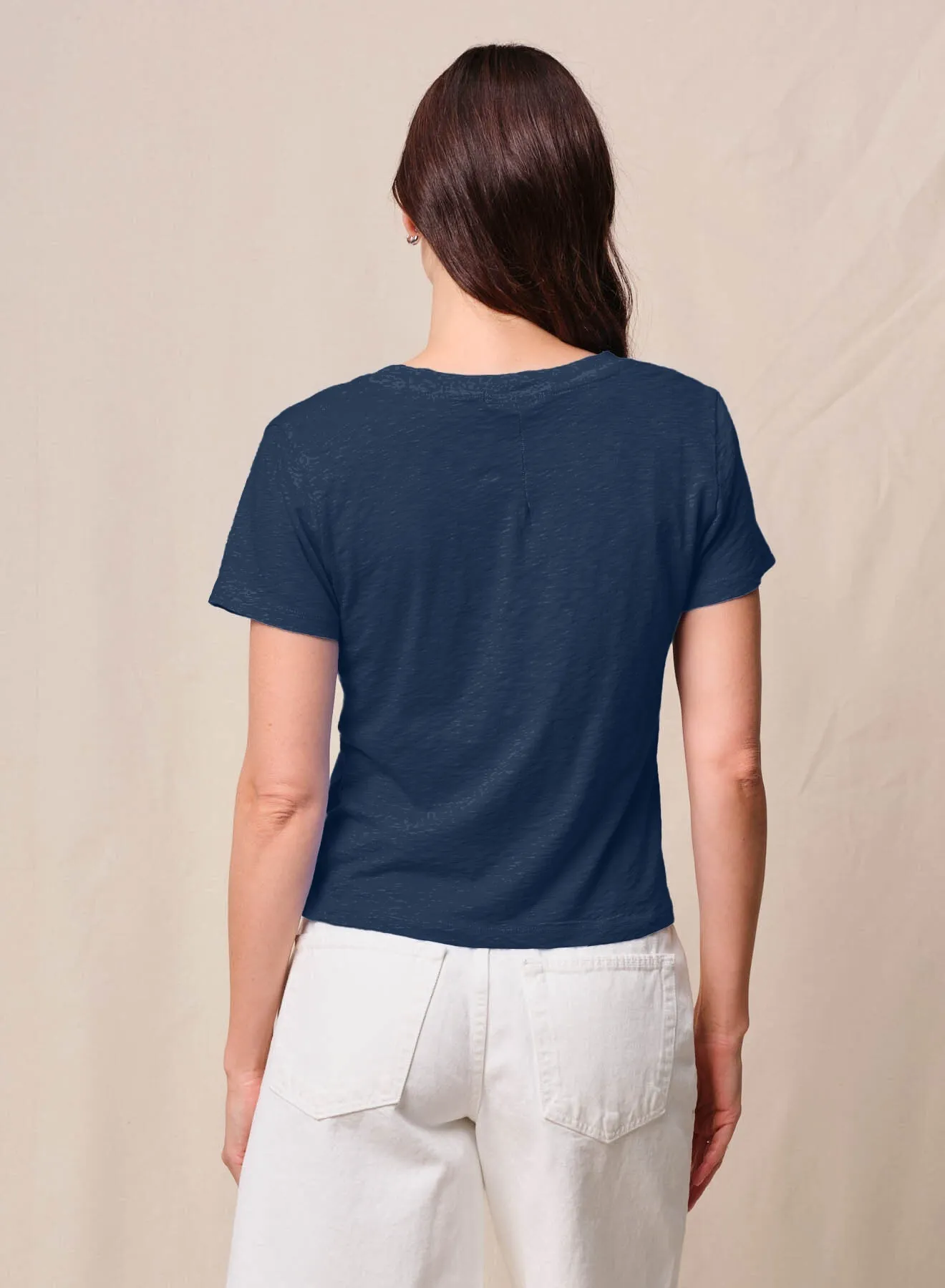 Supima Slub Jersey Short Sleeve V-Neck in New Navy sold by Bailey 44 product image thumbnail 4