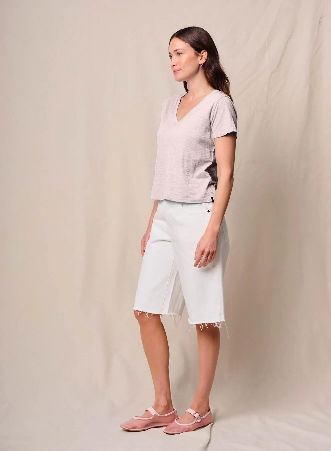 Supima Slub Jersey Short Sleeve V-Neck in Softest Pink sold by Bailey 44 product image thumbnail 3