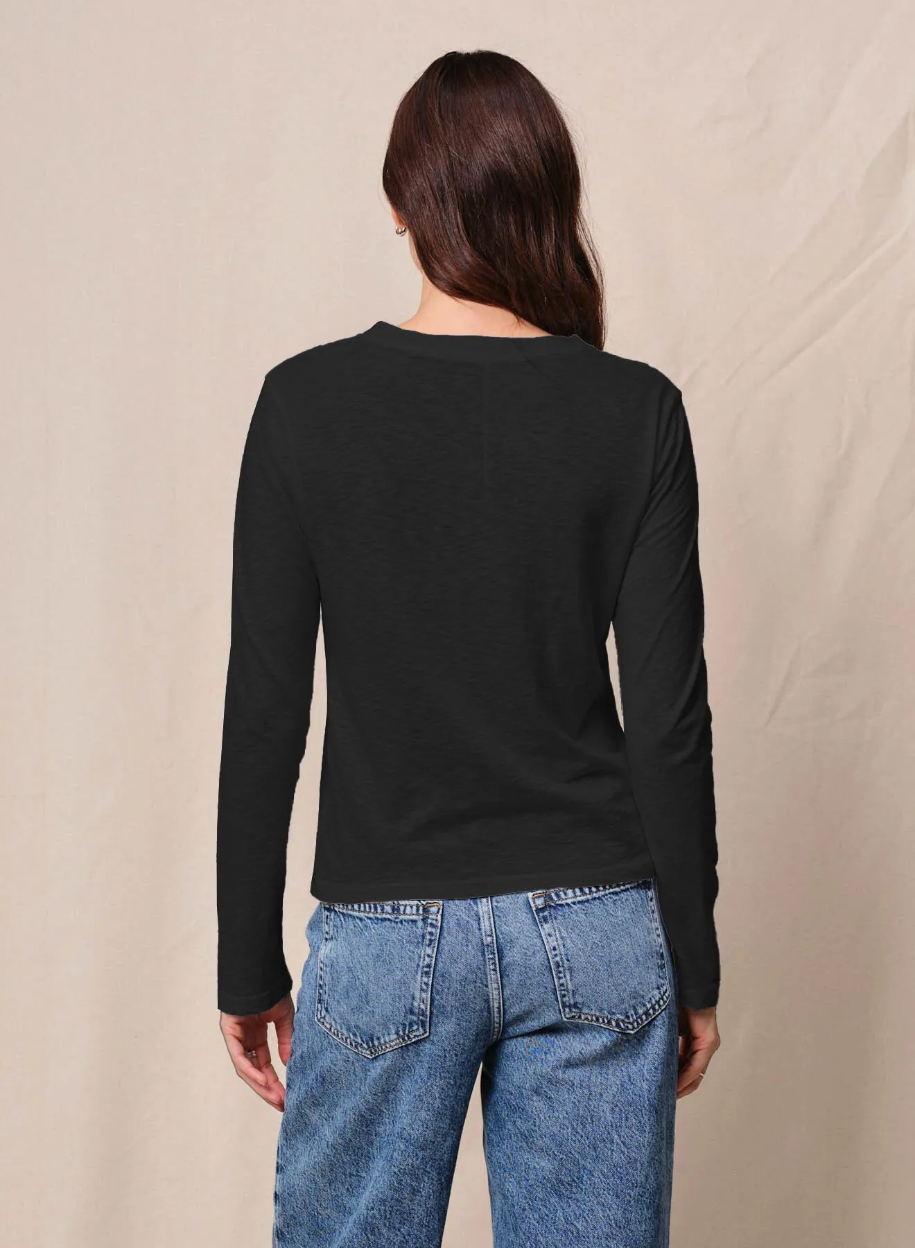 Supima Slub Jersey Long Sleeve Crew in Black sold by Bailey 44 product image thumbnail 2