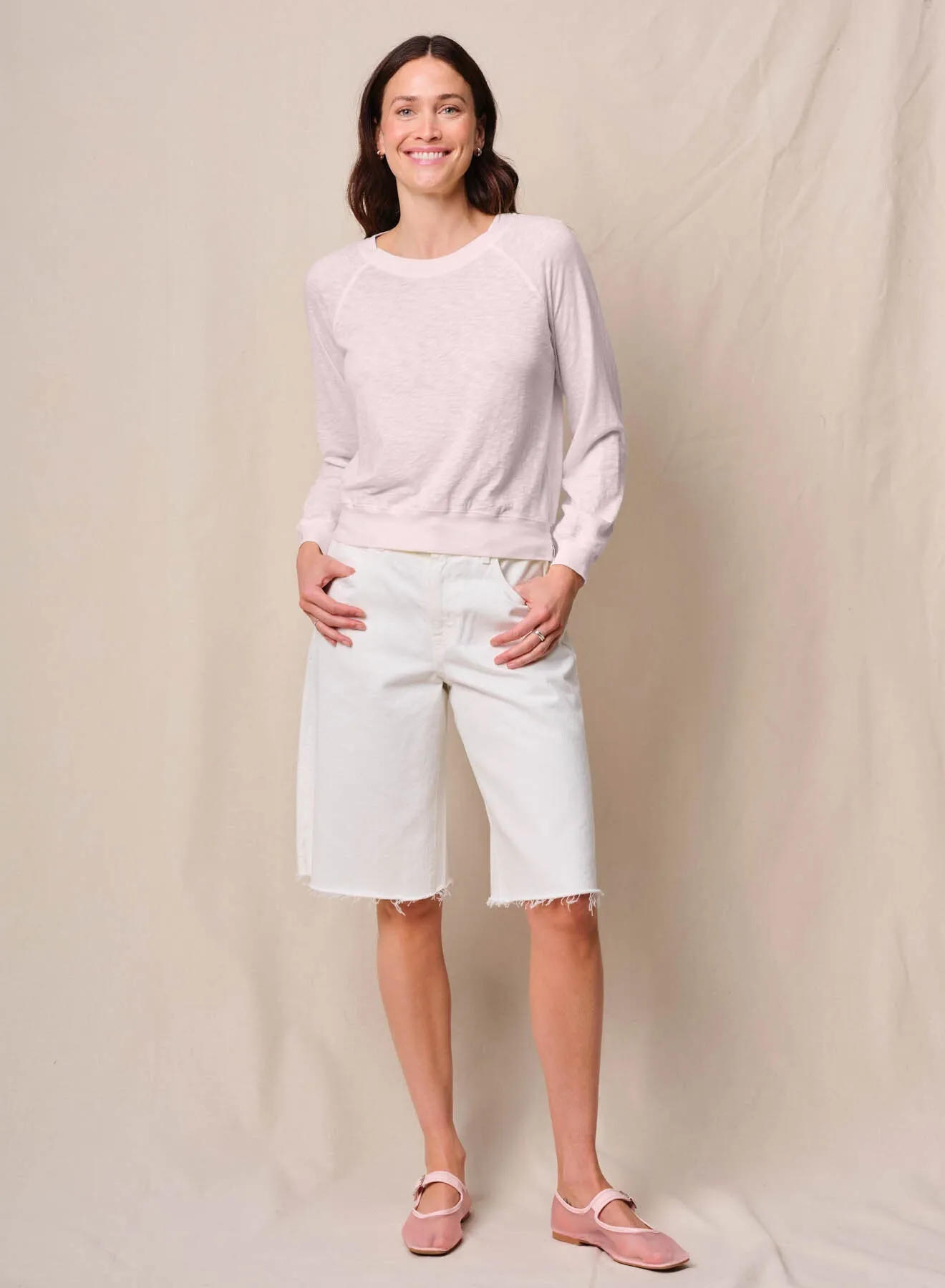 Supima Slub Jersey Raglan Sweatshirt Tee in Softest Pink sold by Bailey 44 product image thumbnail 3