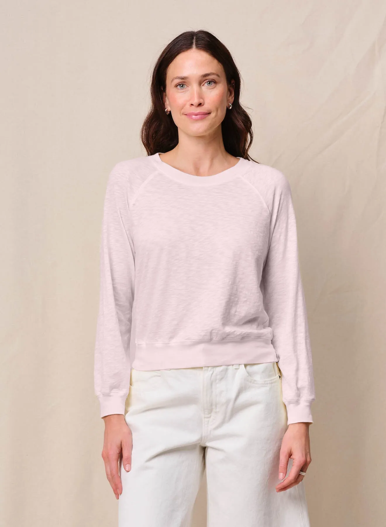 Supima Slub Jersey Raglan Sweatshirt Tee in Softest Pink sold by Bailey 44