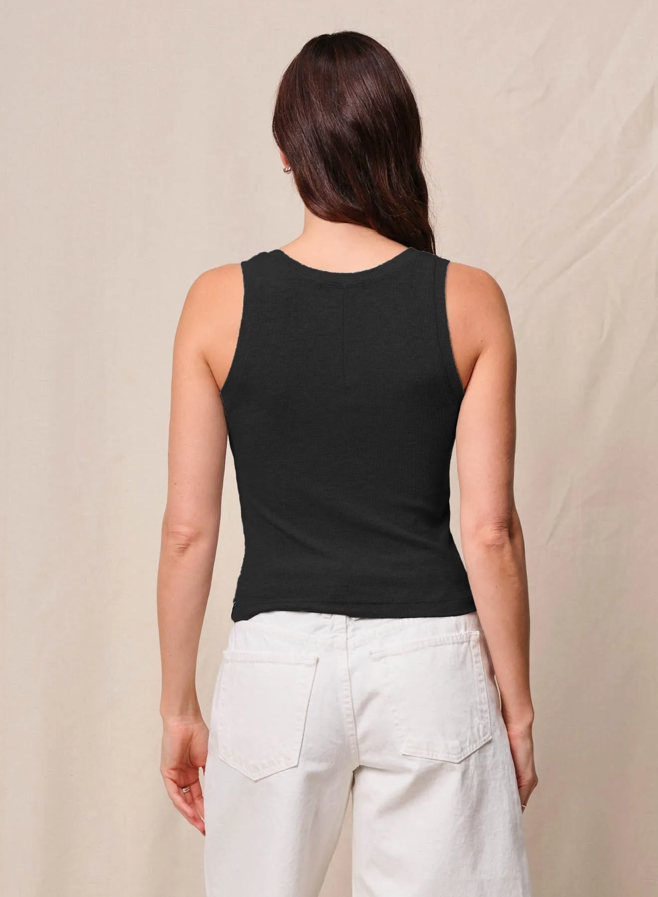 Fine 2X1 Rib Scoop Tank in Black sold by Bailey 44 product image thumbnail 4