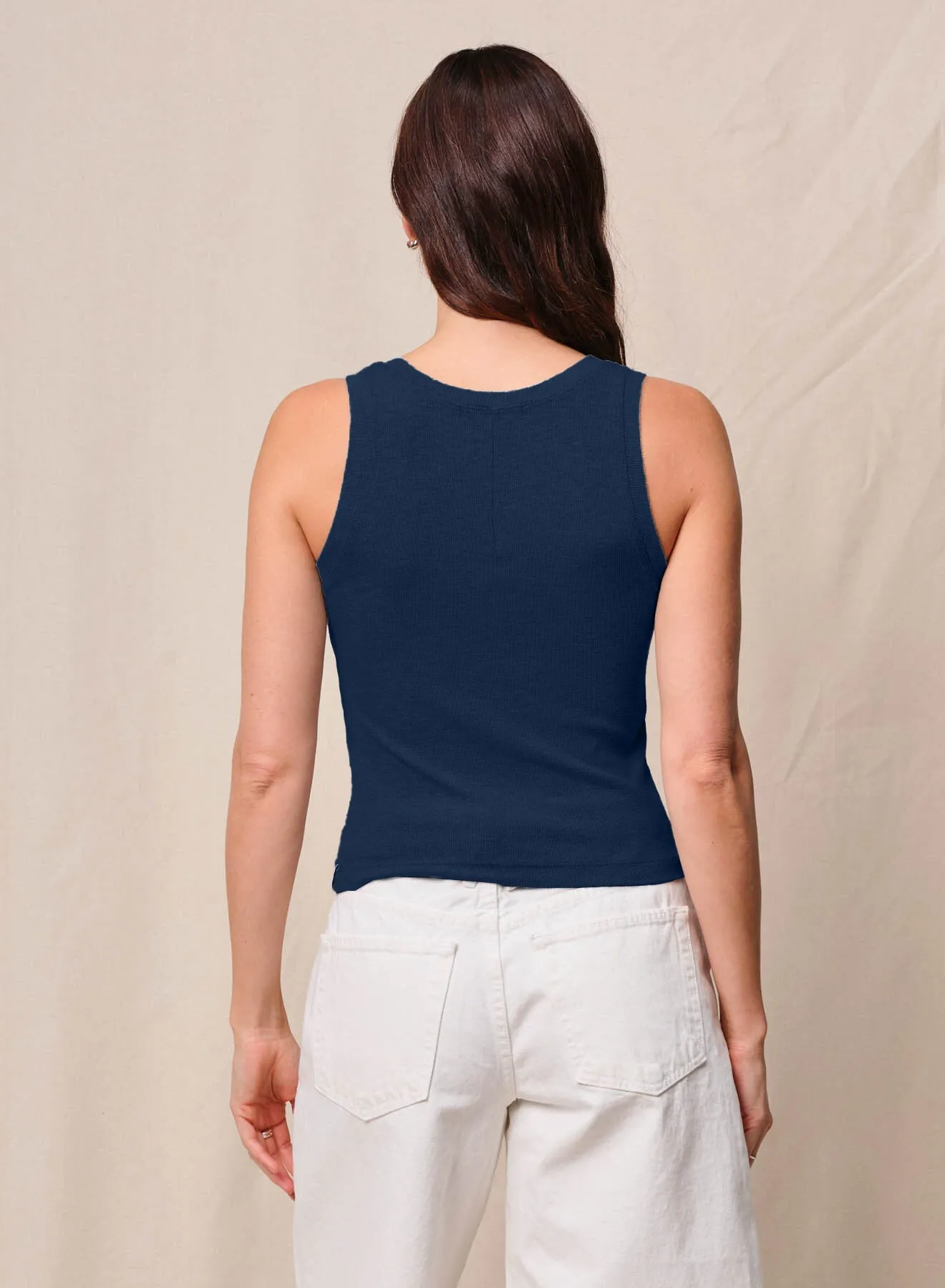 Fine 2X1 Rib Scoop Tank in New Navy sold by Bailey 44 product image thumbnail 4