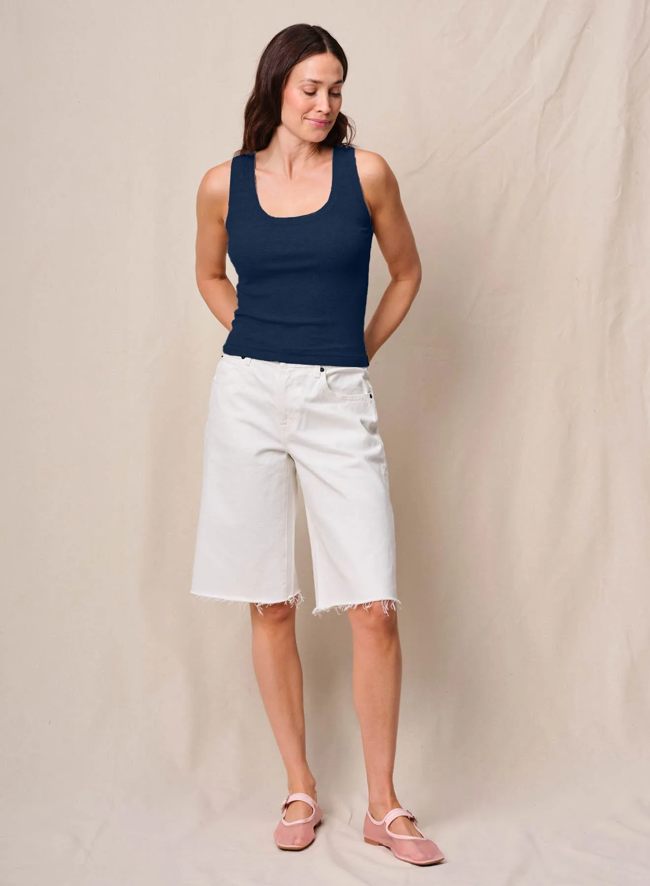Fine 2X1 Rib Scoop Tank in New Navy sold by Bailey 44 product image thumbnail 2